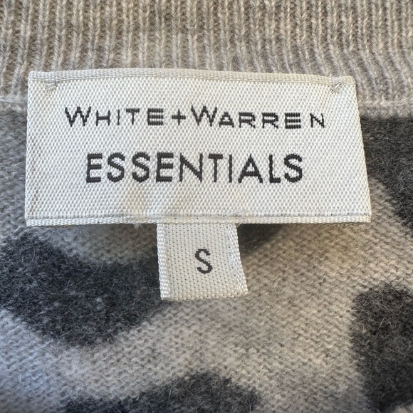 White + Warren Gray Animal Print 100% Cashmere Sweater Womens Size Small - Picture 3 of 9